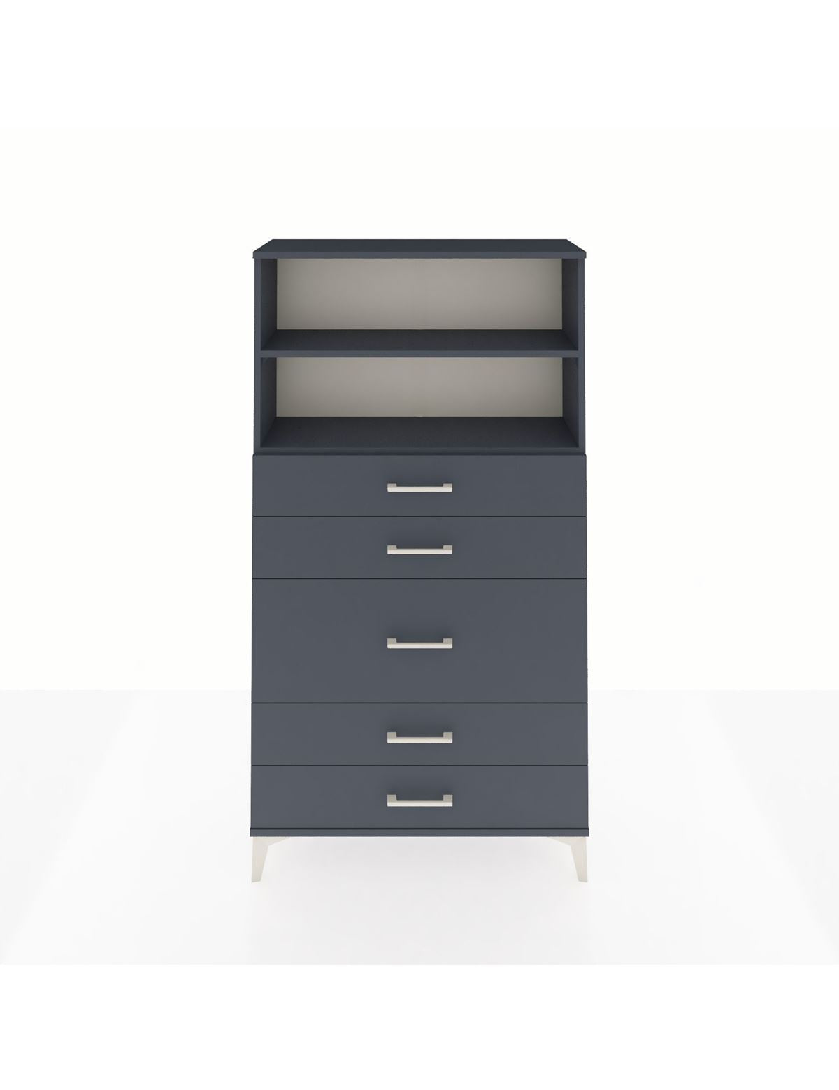 Arges Dolap 2 Raflı 5 Çekmeceli 88x30x163 Antrasit-Antrasit