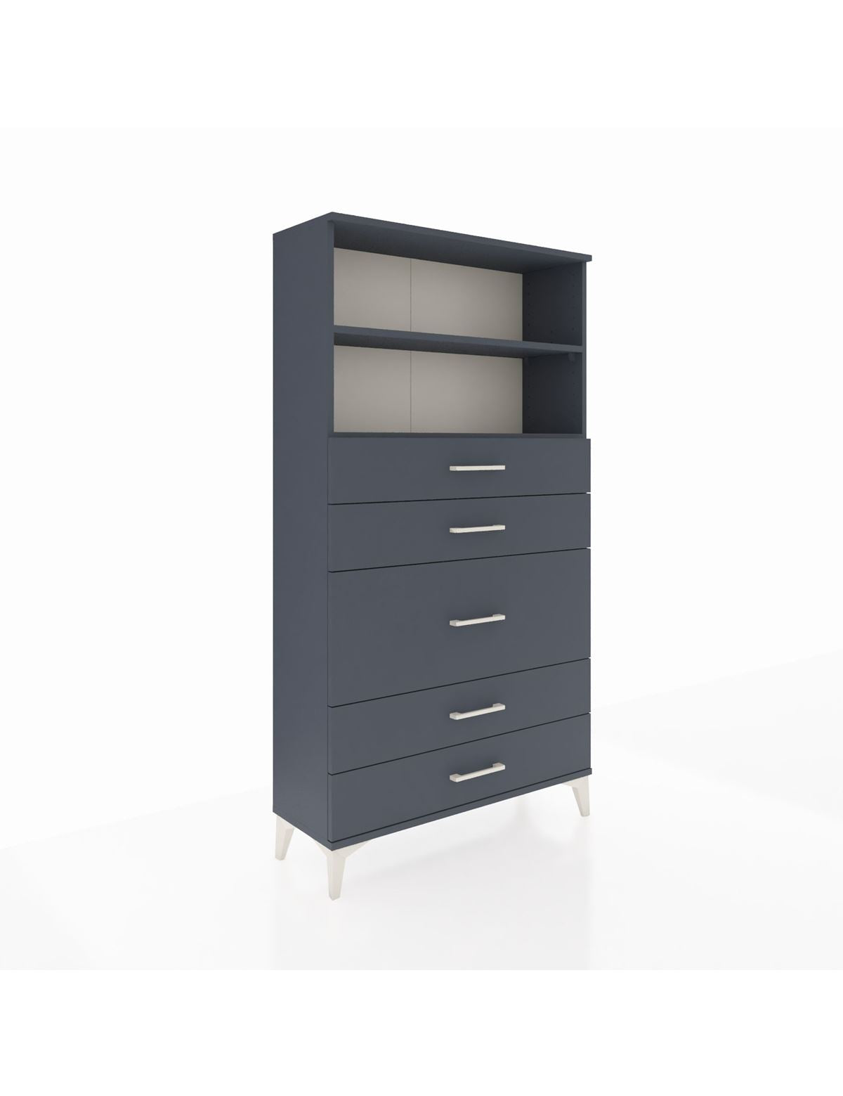 Arges Dolap 2 Raflı 5 Çekmeceli 88x30x163 Antrasit-Antrasit