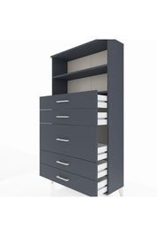 Arges Dolap 2 Raflı 5 Çekmeceli 88x30x163 Antrasit-Antrasit