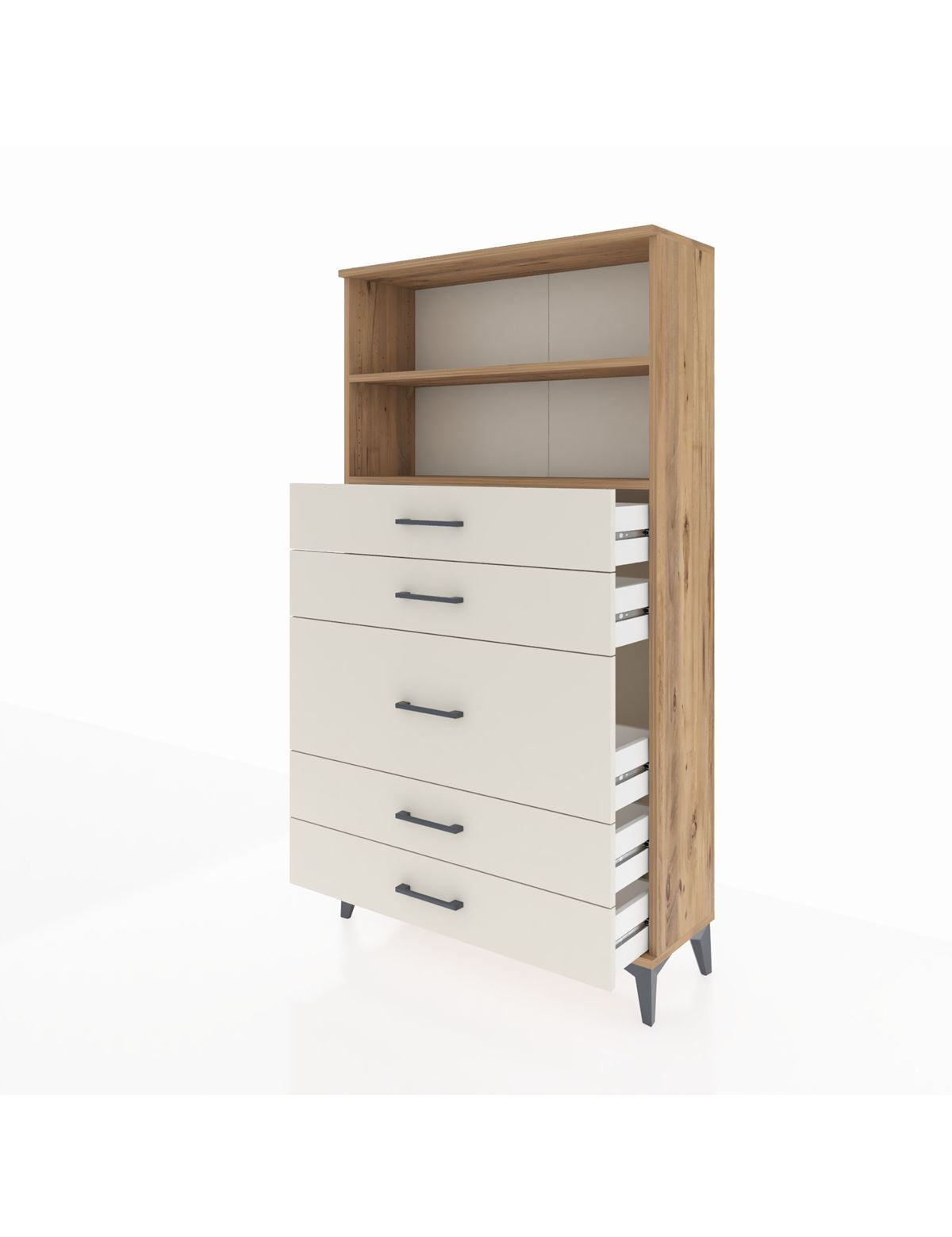 Arges Dolap 2 Raflı 5 Çekmeceli 88x30x163 - S21M165V7A