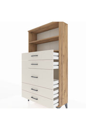 Arges Dolap 2 Raflı 5 Çekmeceli 88x30x163 Çam-Aytaşı
