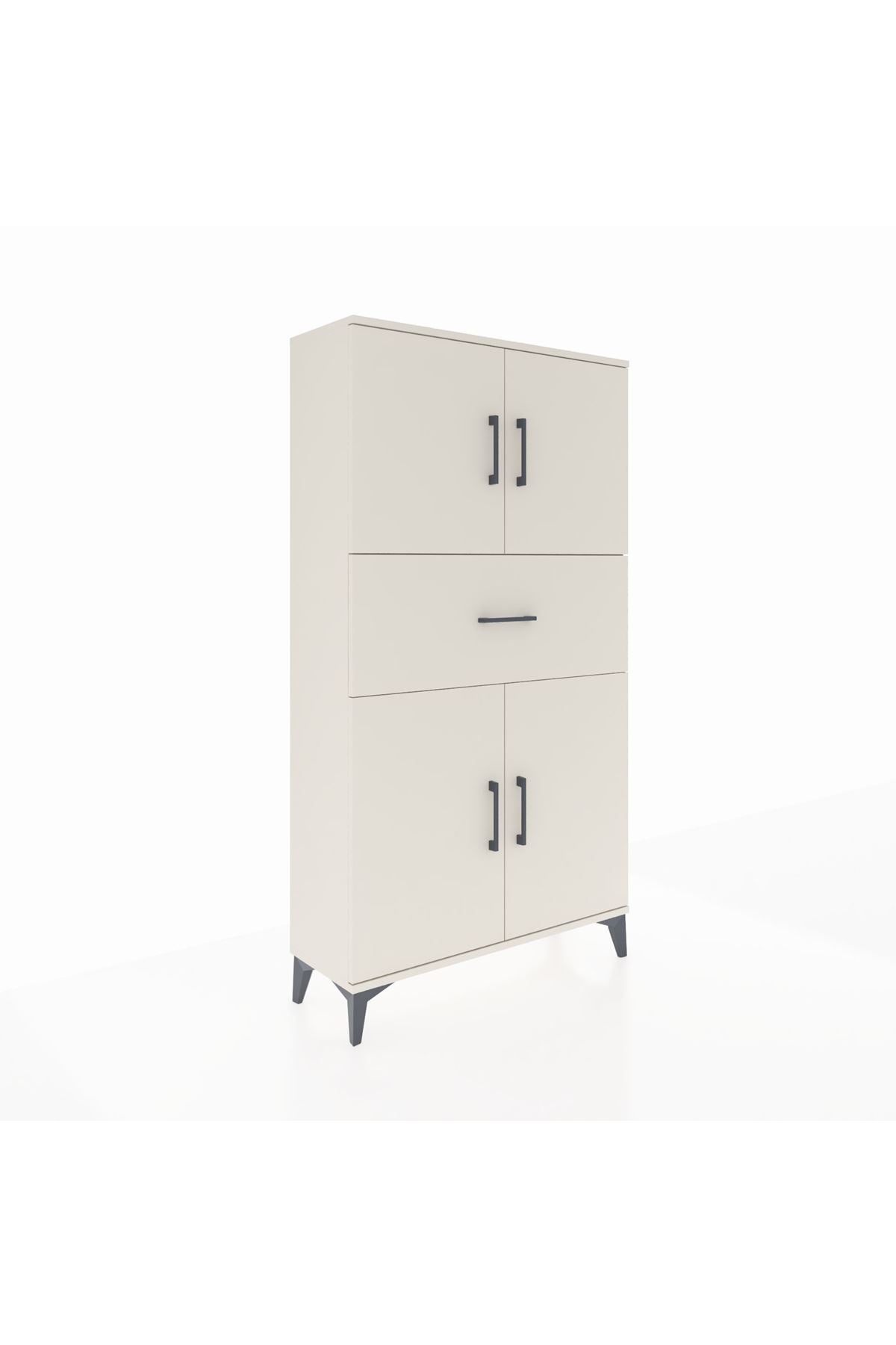 Arges Dolap 3 Raflı Tek Çekmeceli 4 Kapaklı 88x30x163 Aytaşı-Aytaşı