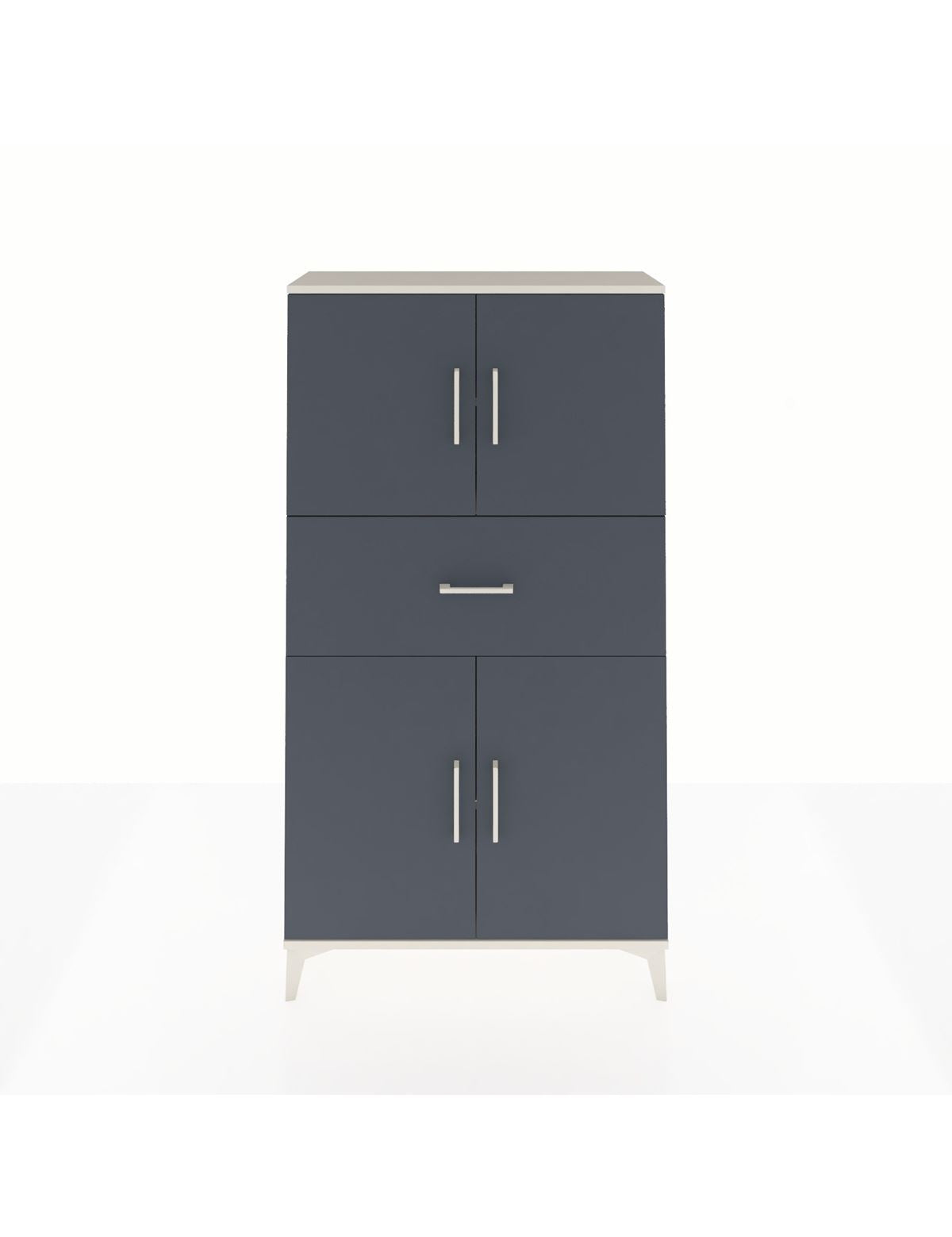 Arges Dolap 3 Raflı Tek Çekmeceli 4 Kapaklı 88x30x163 Aytaşı-Antrasit