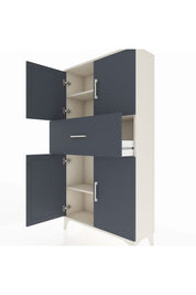 Arges Dolap 3 Raflı Tek Çekmeceli 4 Kapaklı 88x30x163 Aytaşı-Antrasit