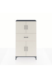 Arges Dolap 3 Raflı Tek Çekmeceli 4 Kapaklı 88x30x163 Antrasit-Aytaşı