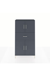 Arges Dolap 3 Raflı Tek Çekmeceli 4 Kapaklı 88x30x163 Antrasit-Antrasit