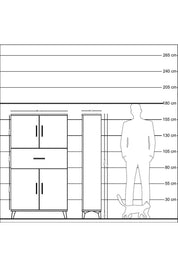 Arges Dolap 3 Raflı Tek Çekmeceli 4 Kapaklı 88x30x163 Antrasit-Antrasit