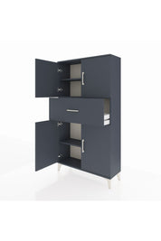 Arges Dolap 3 Raflı Tek Çekmeceli 4 Kapaklı 88x30x163 Antrasit-Antrasit