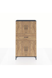 Arges Dolap 3 Raflı Tek Çekmeceli 4 Kapaklı 88x30x163 Antrasit-Çam