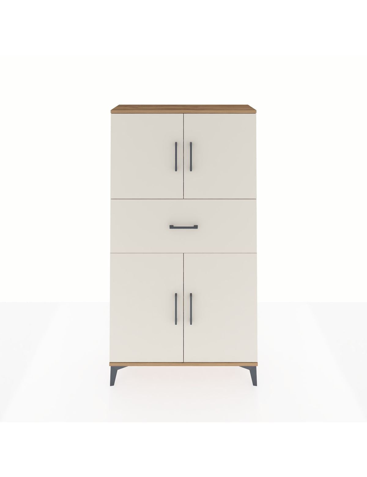 Arges Dolap 3 Raflı Tek Çekmeceli 4 Kapaklı 88x30x163 Çam-Aytaşı