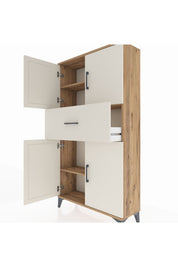 Arges Dolap 3 Raflı Tek Çekmeceli 4 Kapaklı 88x30x163 Çam-Aytaşı