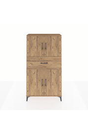 Arges Dolap 3 Raflı Tek Çekmeceli 4 Kapaklı 88x30x163 Çam-Çam