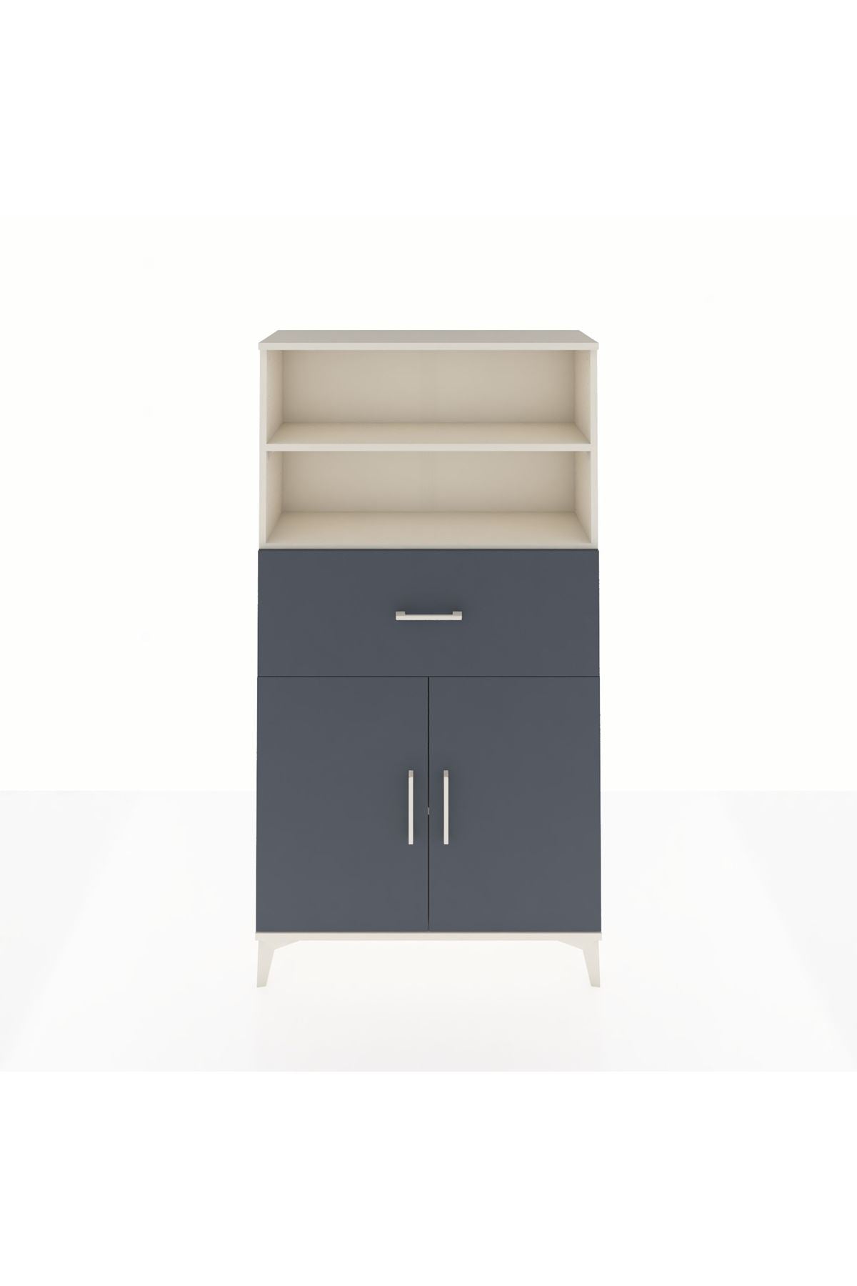 Arges Dolap 3 Raflı Tek Çekmeceli 2 Kapaklı 88x30x163 Aytaşı-Antrasit