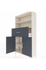 Arges Dolap 3 Raflı Tek Çekmeceli 2 Kapaklı 88x30x163 Aytaşı-Antrasit