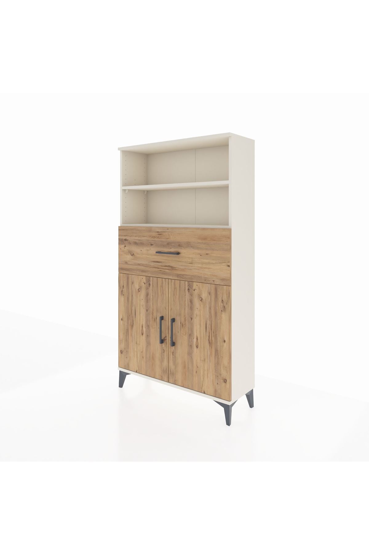 Arges Dolap 3 Raflı Tek Çekmeceli 2 Kapaklı 88x30x163 Aytaşı-Çam