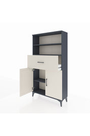 Arges Dolap 3 Raflı Tek Çekmeceli 2 Kapaklı 88x30x163 Antrasit-Aytaşı