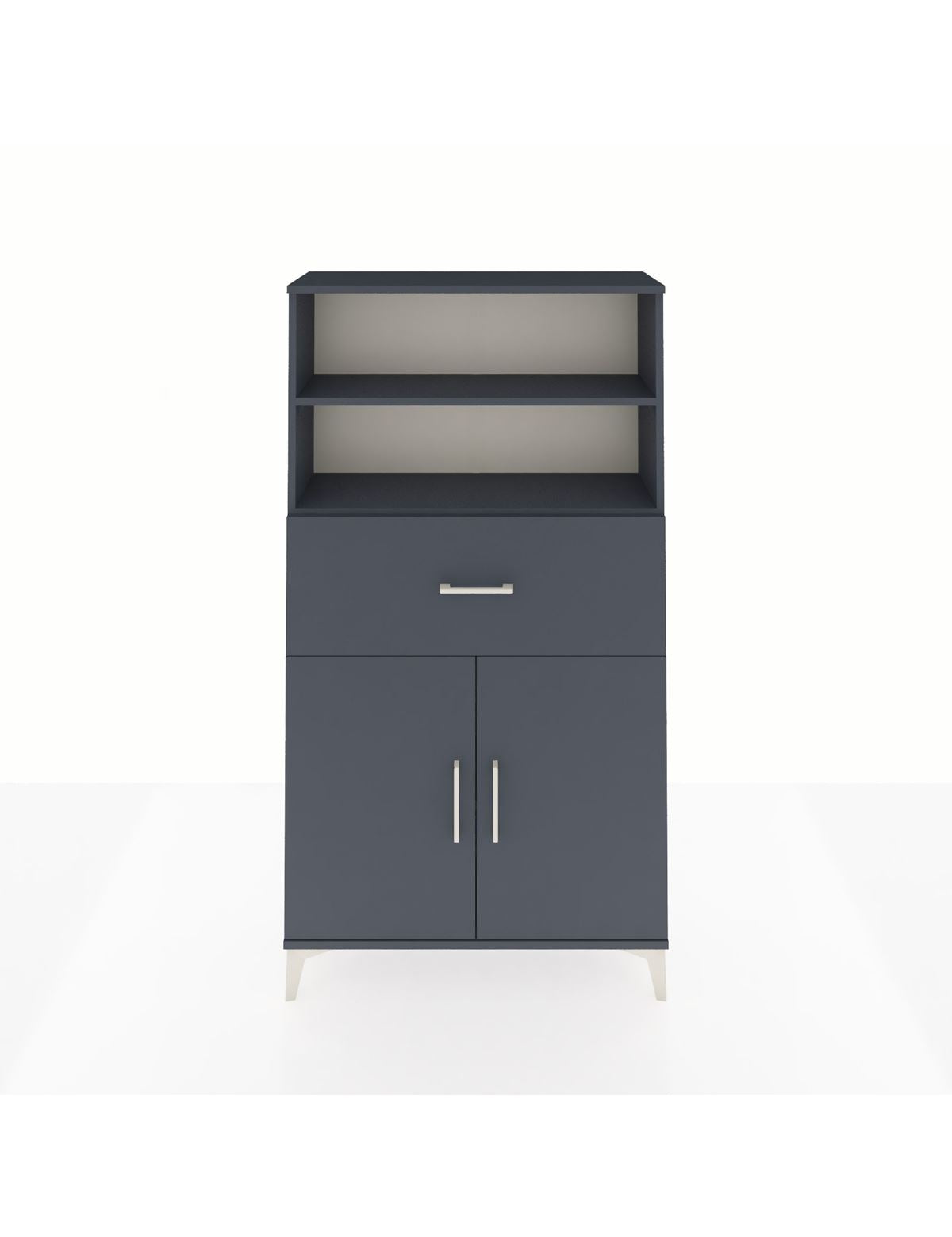 Arges Dolap 3 Raflı Tek Çekmeceli 2 Kapaklı 88x30x163 Antrasit-Antrasit