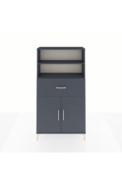 Arges Dolap 3 Raflı Tek Çekmeceli 2 Kapaklı 88x30x163 Antrasit-Antrasit