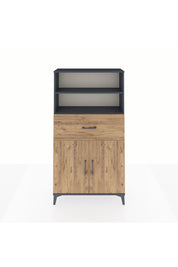 Arges Dolap 3 Raflı Tek Çekmeceli 2 Kapaklı 88x30x163 Antrasit-Çam