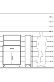 Arges Dolap 3 Raflı Tek Çekmeceli 2 Kapaklı 88x30x163 Çam-Antrasit