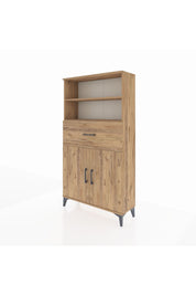 Arges Dolap 3 Raflı Tek Çekmeceli 2 Kapaklı 88x30x163 Çam-Çam