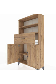 Arges Dolap 3 Raflı Tek Çekmeceli 2 Kapaklı 88x30x163 Çam-Çam