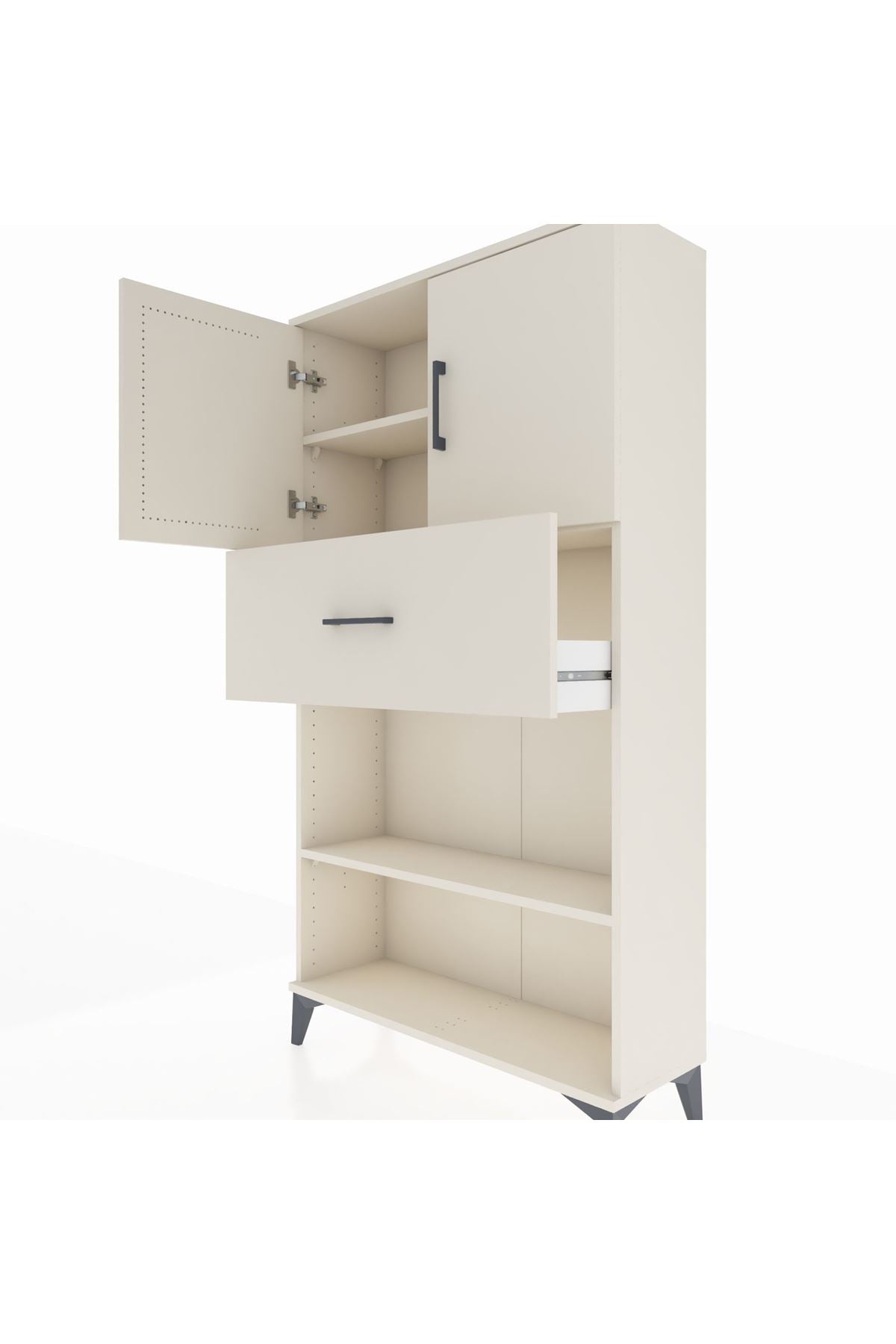 Arges Dolap 3 Raflı Tek Çekmeceli 2 Kapaklı 88x30x163 Aytaşı-Aytaşı