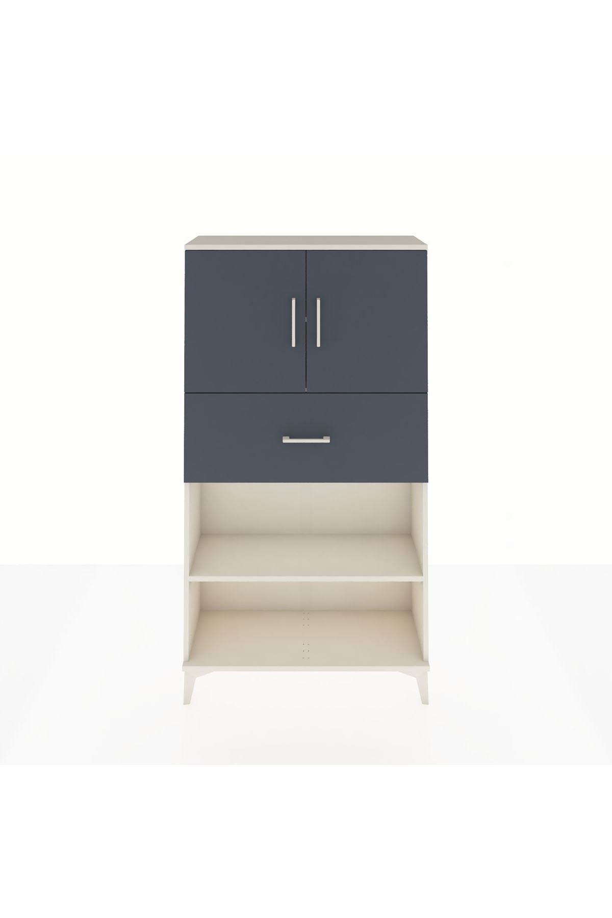 Arges Dolap 3 Raflı Tek Çekmeceli 2 Kapaklı 88x30x163 Aytaşı-Antrasit