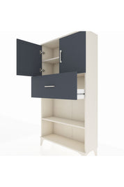 Arges Dolap 3 Raflı Tek Çekmeceli 2 Kapaklı 88x30x163 Aytaşı-Antrasit