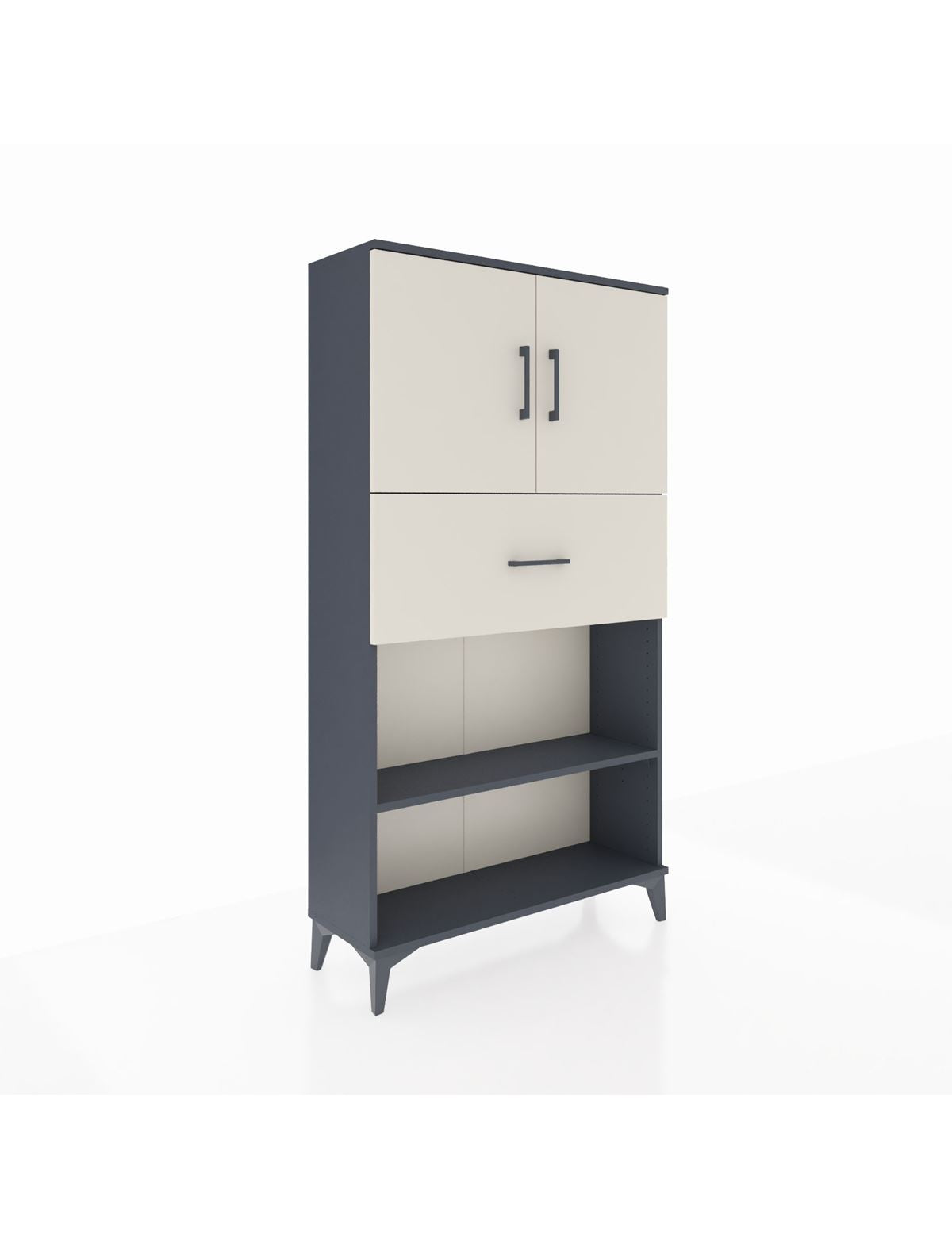 Arges Dolap 3 Raflı Tek Çekmeceli 2 Kapaklı 88x30x163 Antrasit-Aytaşı