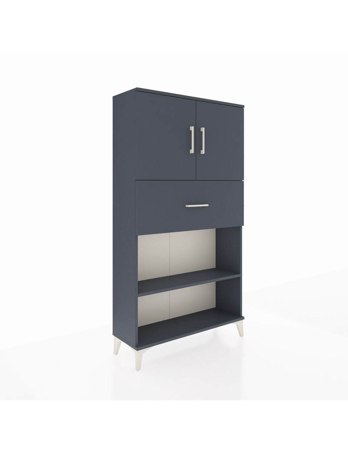 Arges Dolap 3 Raflı Tek Çekmeceli 2 Kapaklı 88x30x163 Antrasit-Antrasit