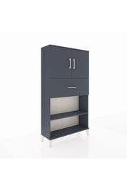 Arges Dolap 3 Raflı Tek Çekmeceli 2 Kapaklı 88x30x163 Antrasit-Antrasit