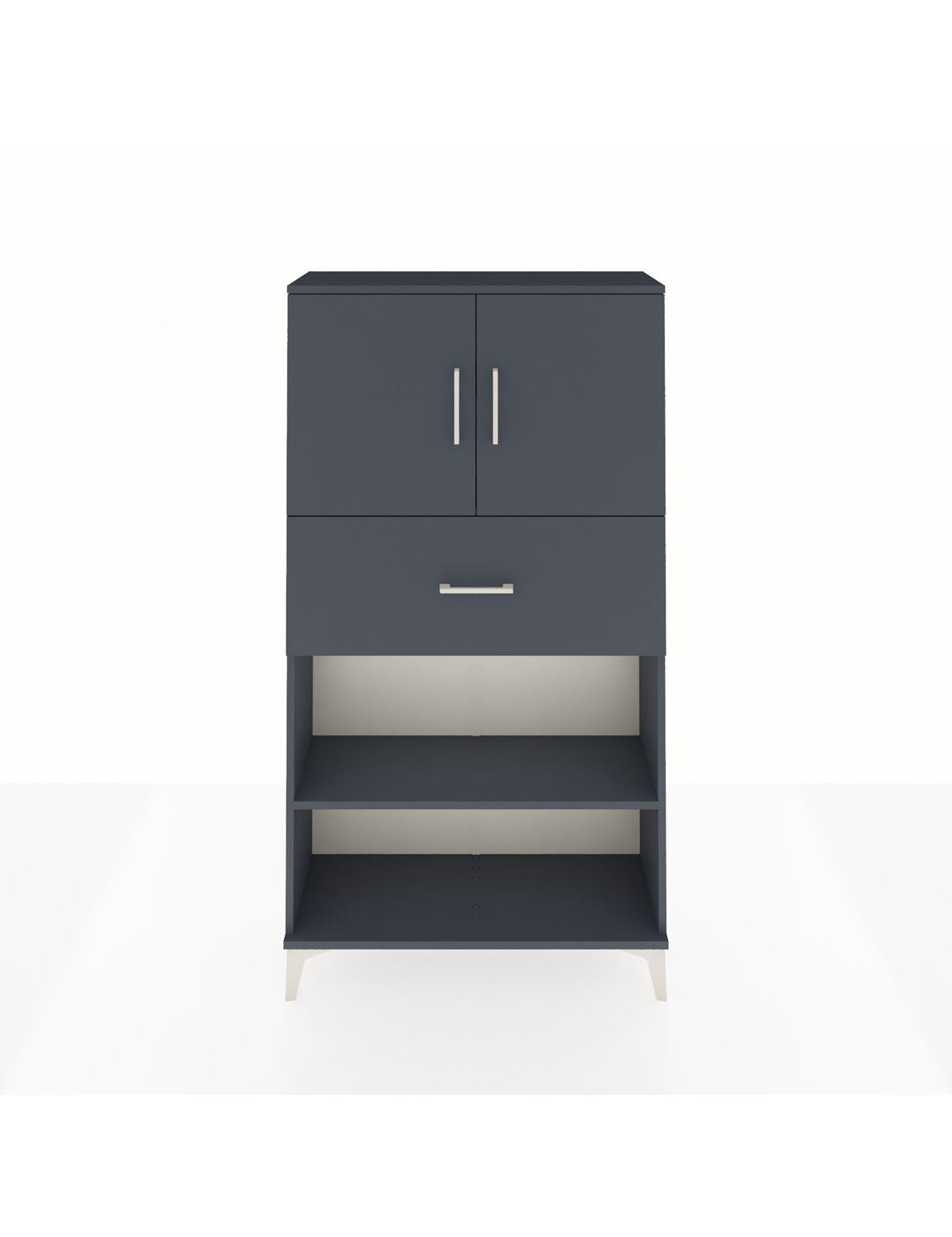 Arges Dolap 3 Raflı Tek Çekmeceli 2 Kapaklı 88x30x163 Antrasit-Antrasit