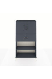 Arges Dolap 3 Raflı Tek Çekmeceli 2 Kapaklı 88x30x163 Antrasit-Antrasit