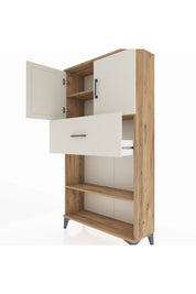 Arges Dolap 3 Raflı Tek Çekmeceli 2 Kapaklı 88x30x163 Çam-Aytaşı