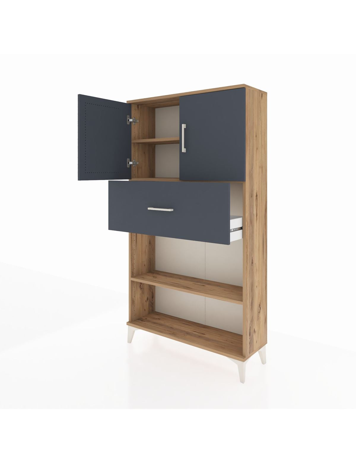 Arges Dolap 3 Raflı Tek Çekmeceli 2 Kapaklı 88x30x163 - S21M168V8A