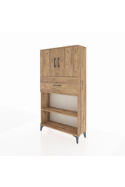 Arges Dolap 3 Raflı Tek Çekmeceli 2 Kapaklı 88x30x163 Çam-Çam
