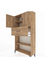 Arges Dolap 3 Raflı Tek Çekmeceli 2 Kapaklı 88x30x163 Çam-Çam