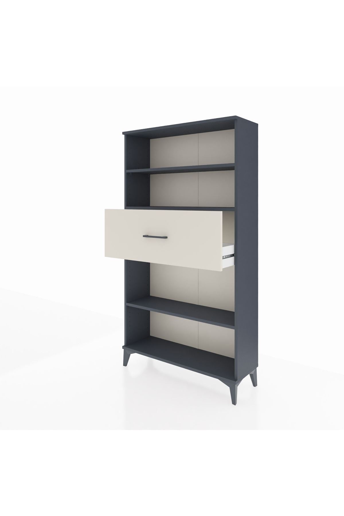 Arges Dolap 3 Raflı Tek Çekmeceli 88x30x163 Antrasit-Aytaşı