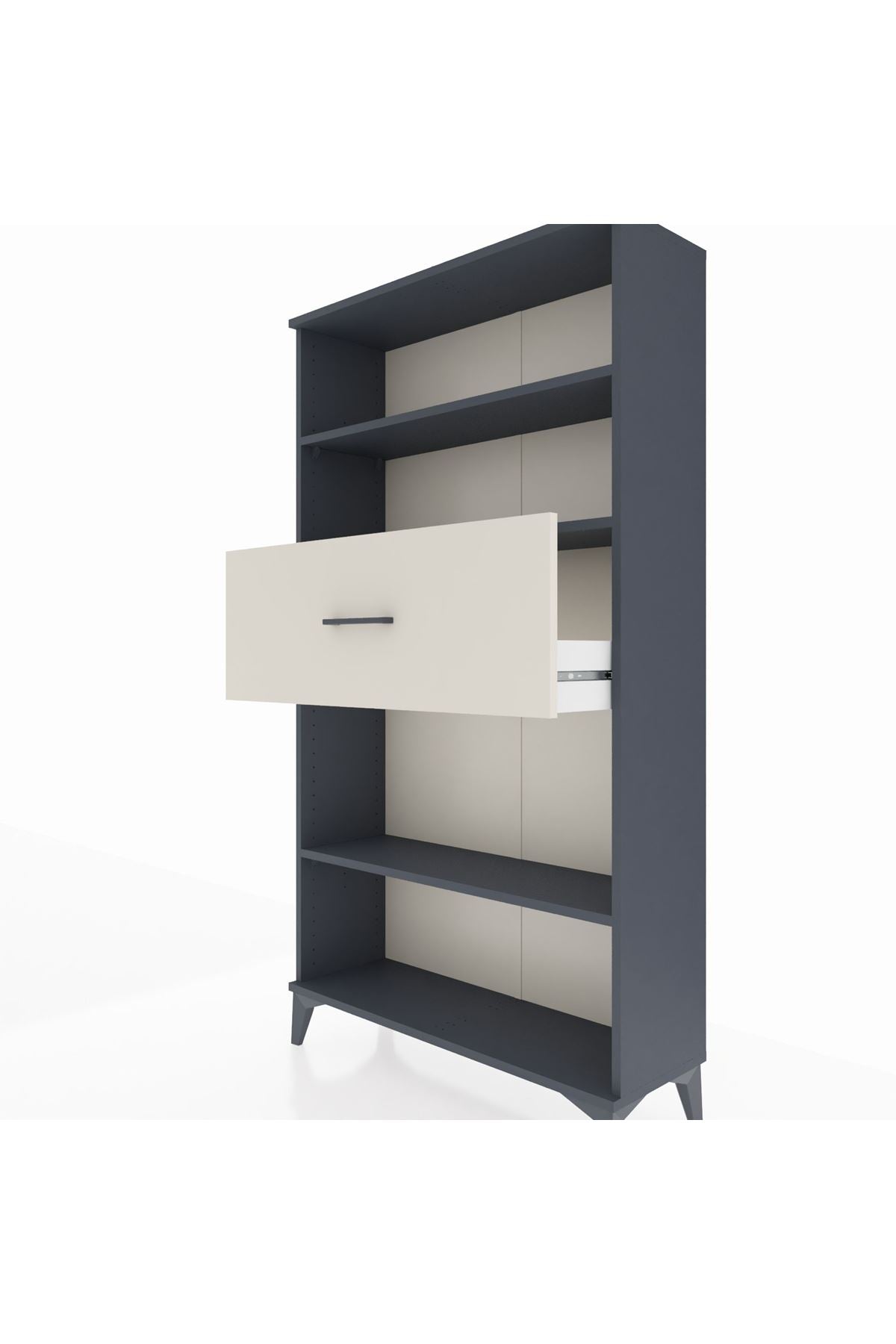 Arges Dolap 3 Raflı Tek Çekmeceli 88x30x163 Antrasit-Aytaşı