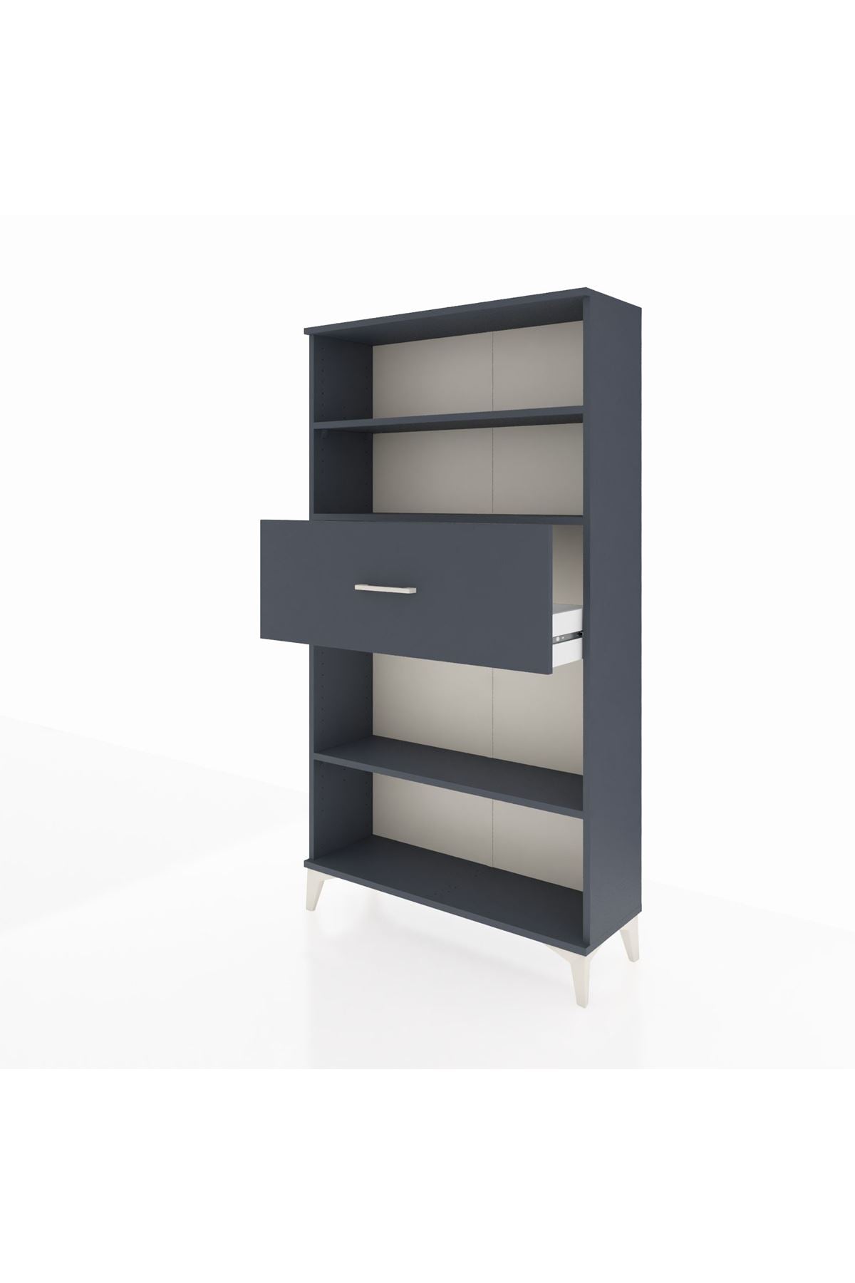 Arges Dolap 3 Raflı Tek Çekmeceli 88x30x163 Antrasit-Antrasit