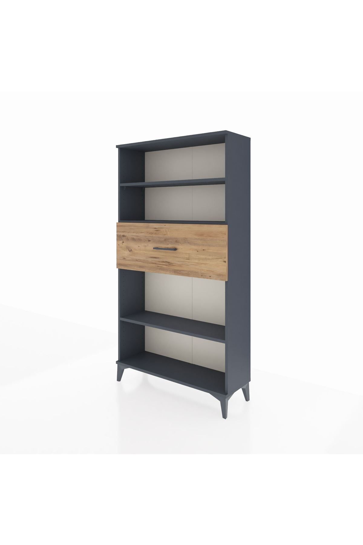 Arges Dolap 3 Raflı Tek Çekmeceli 88x30x163 Antrasit-Çam