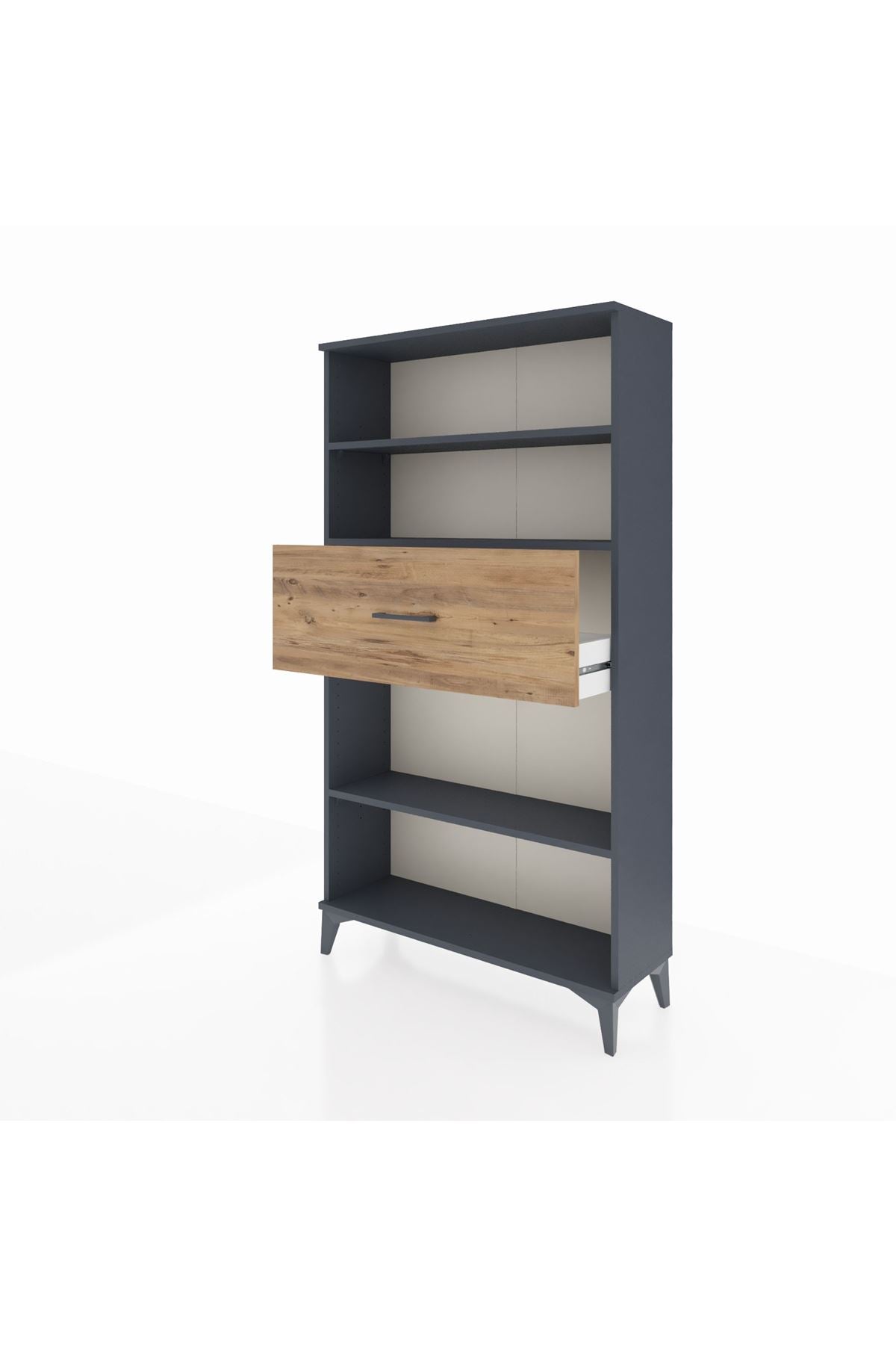 Arges Dolap 3 Raflı Tek Çekmeceli 88x30x163 Antrasit-Çam