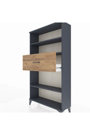 Arges Dolap 3 Raflı Tek Çekmeceli 88x30x163 Antrasit-Çam