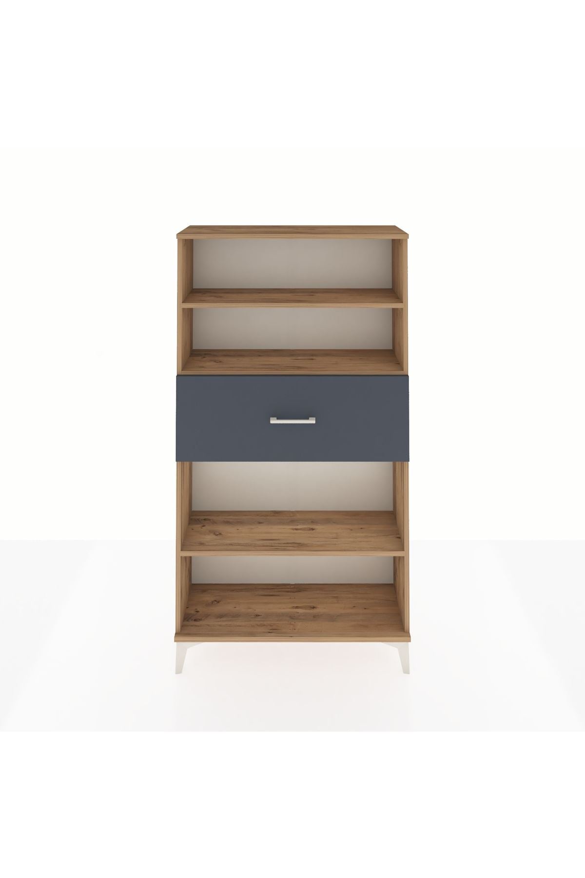 Arges Dolap 3 Raflı Tek Çekmeceli 88x30x163 Çam-Antrasit