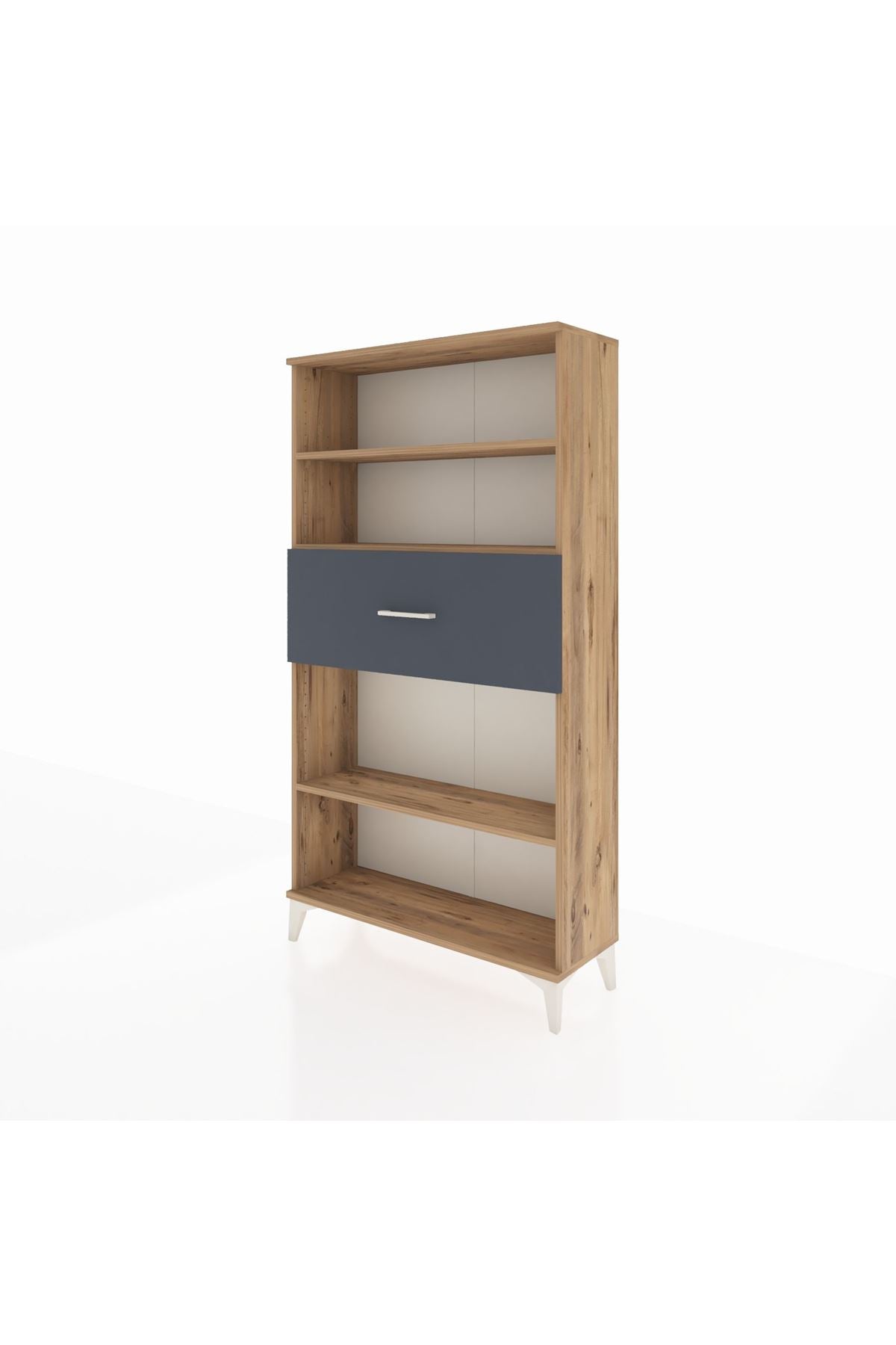 Arges Dolap 3 Raflı Tek Çekmeceli 88x30x163 Çam-Antrasit