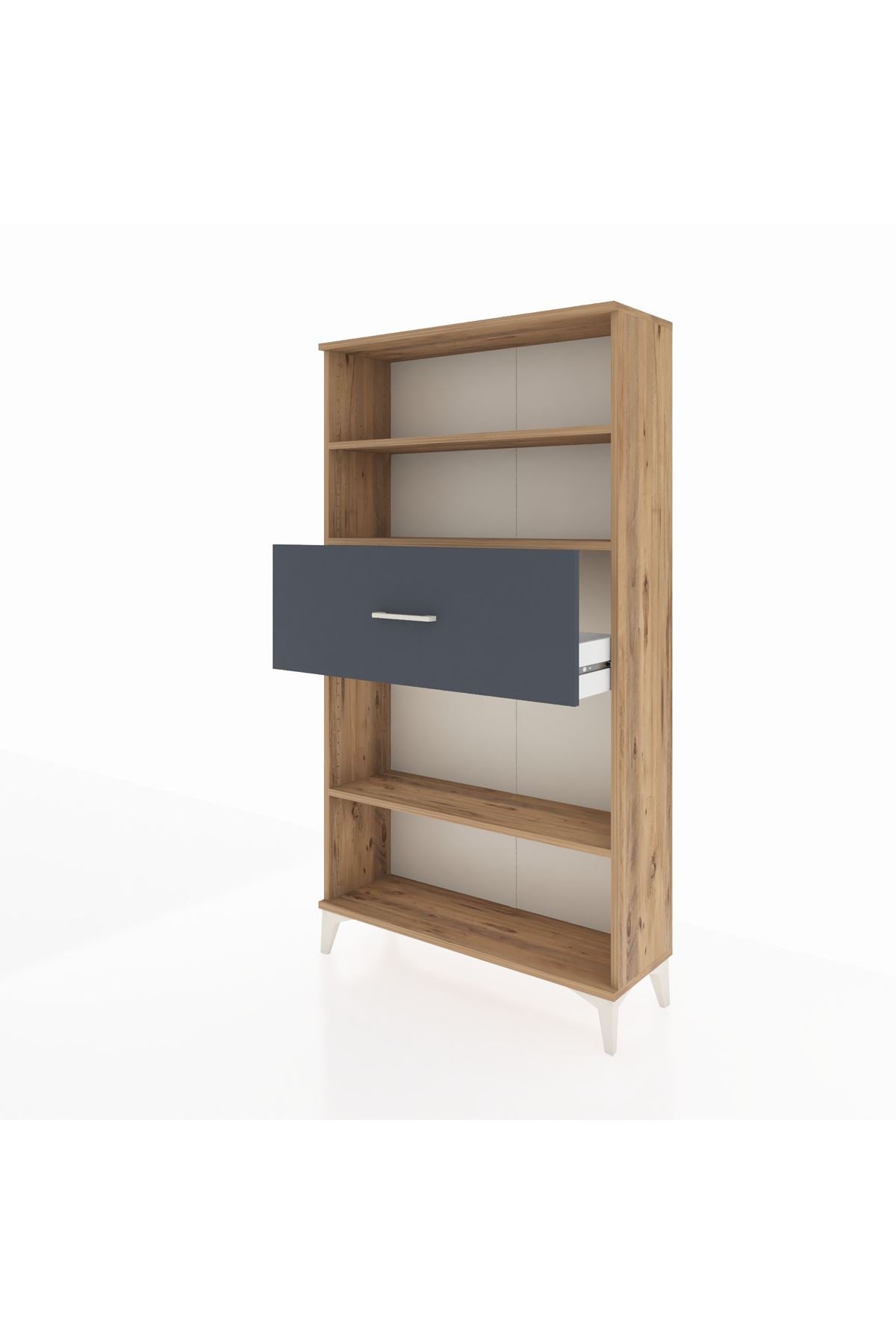 Arges Dolap 3 Raflı Tek Çekmeceli 88x30x163 Çam-Antrasit