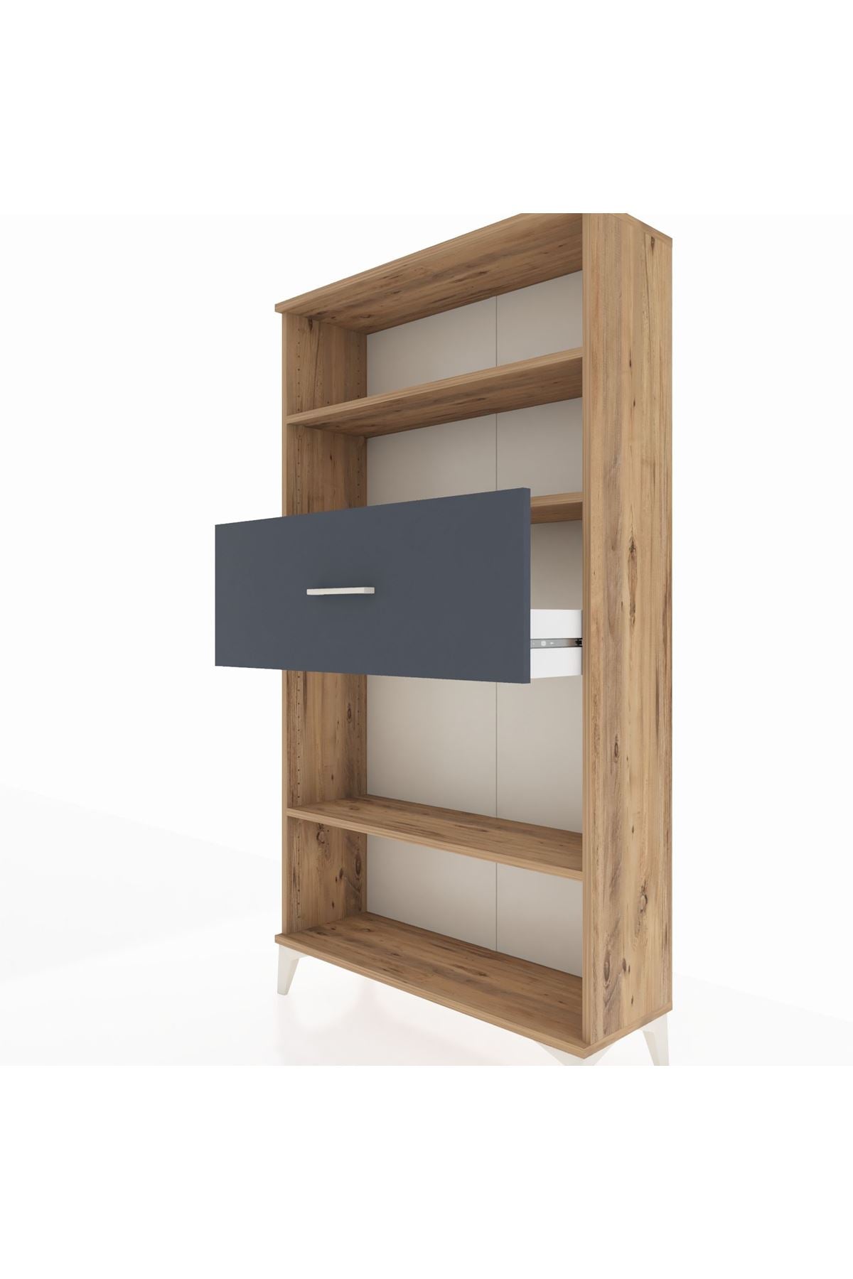 Arges Dolap 3 Raflı Tek Çekmeceli 88x30x163 Çam-Antrasit