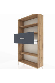 Arges Dolap 3 Raflı Tek Çekmeceli 88x30x163 Çam-Antrasit