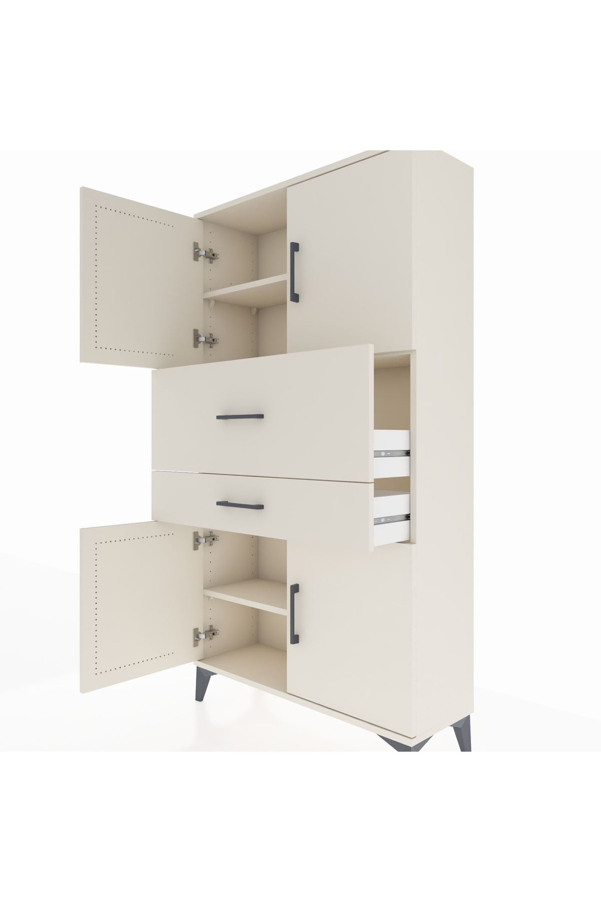 Arges Dolap 3 Raflı 2 Çekmeceli 4 Kapaklı 88x30x163 Aytaşı-Aytaşı